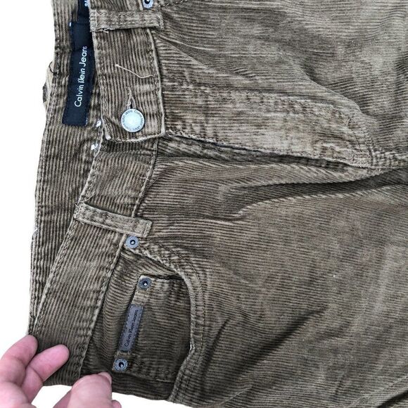 Calvin Klien Jeans Corduroy Pants Size 34 Olive Green/Brown - Picture 6 of 10